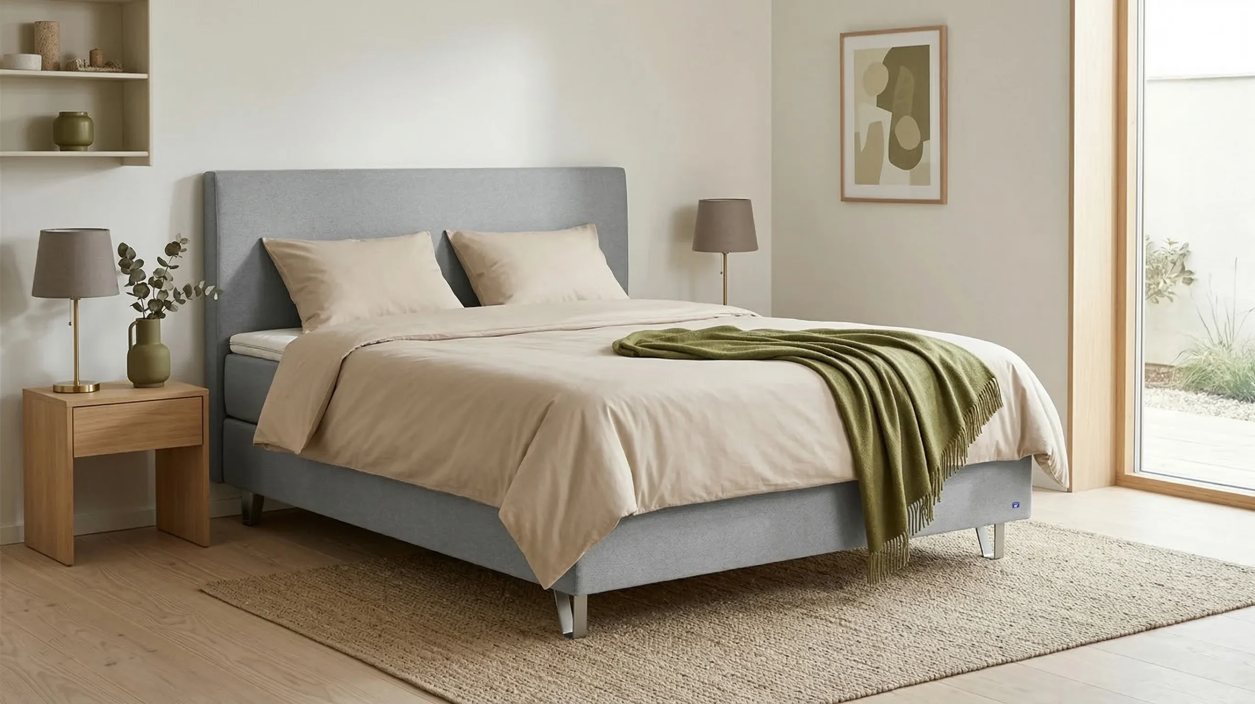 BRUNO Boxspringbett Feiner Webstoff beige